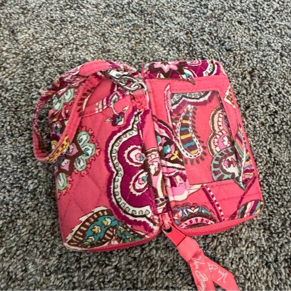 Vera Bradley Call Me Coral Pink Coin Purse Wristlet w/ Zipper & Clear Card Slot - Picture 11 of 14